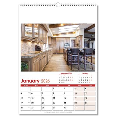 13 Page Date Block Wall Calendar